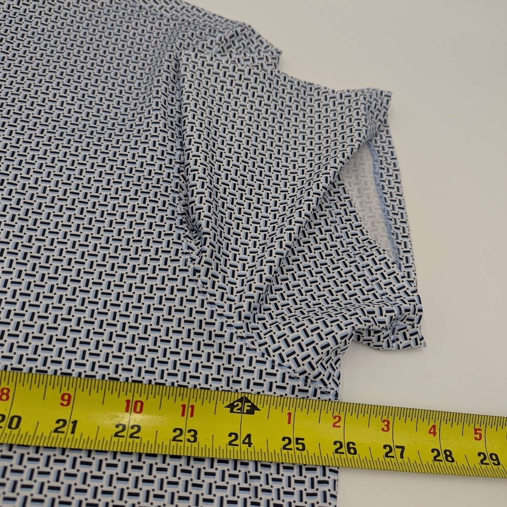 7 Diamonds Blue Geometric Print Performance Polo Shirt Short Sleeve Stretch XXL - Picture 3 of 7